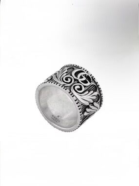 Gucci Garden Arabesque GG Wide Ring 925 Sterling Silver Size 5.5 (Gucci 11)